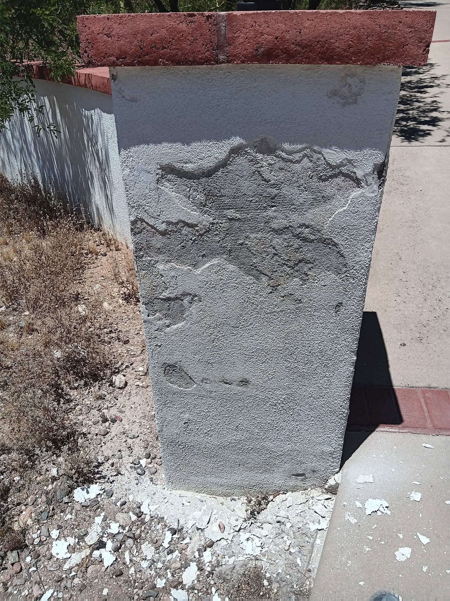 During: textured repair layer covering the face of an entry pillar